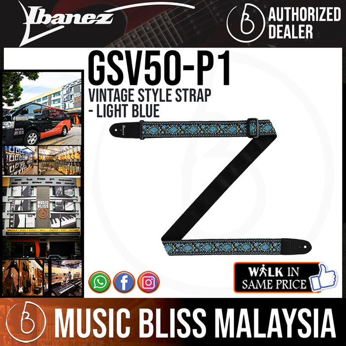 Ibanez GSV50-P1 Vintage Style Strap - Light Blue - Music Bliss Malaysia