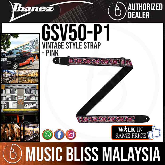 Ibanez GSV50-P2 Vintage Style Strap - Pink - Music Bliss Malaysia