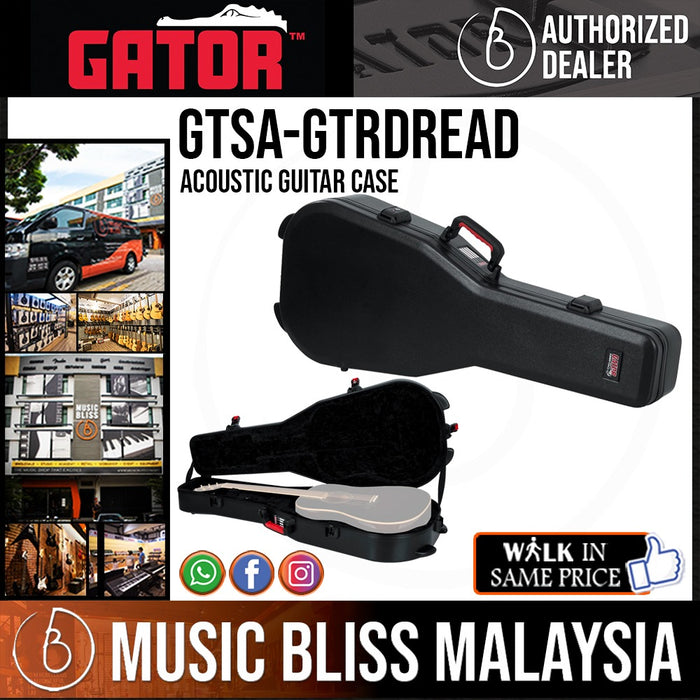Gator GTSA-GTRDREAD ATA Molded Polyethylene Guitar Case for Dreadnaught Acoustic Guitars - Music Bliss Malaysia