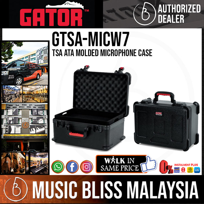 Gator GTSA-MICW7 TSA ATA Molded Microphone Case for 7 Wireless Mic Systems and Accessories - Music Bliss Malaysia