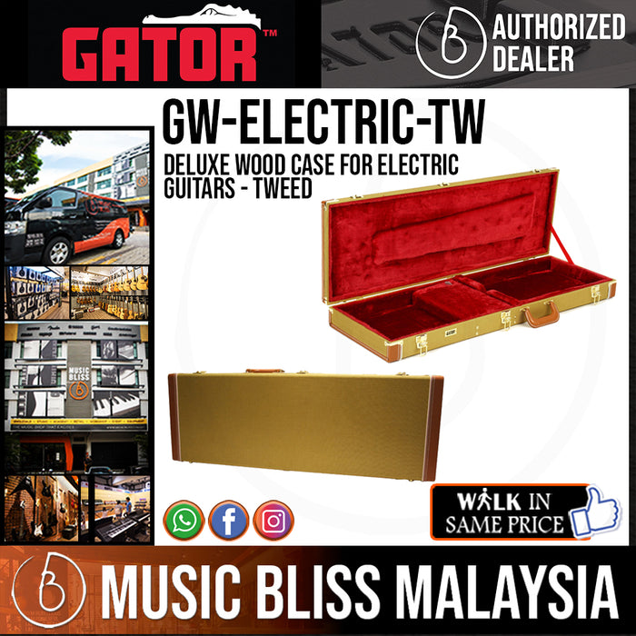Gator GW-ELECTRIC-TW Deluxe Wood Guitar Case - Tweed - Music Bliss Malaysia
