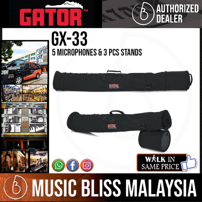 Gator GX-33 Padded Bag for 5 Microphones & 3 Stands *Crazy Sales Promotion* - Music Bliss Malaysia