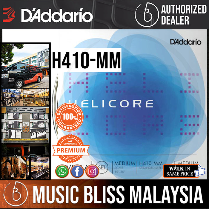 D'Addario H410-MM Helicore Viola String Set, Medium Scale, Medium Tension (H410 MM) - Music Bliss Malaysia