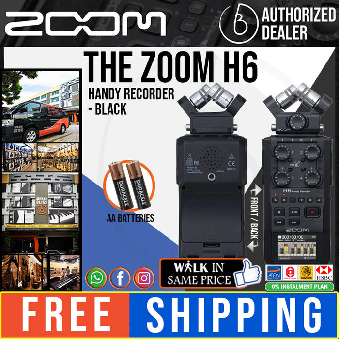 Zoom H6 Handy Recorder - Black with 0% Instalment - Music Bliss Malaysia