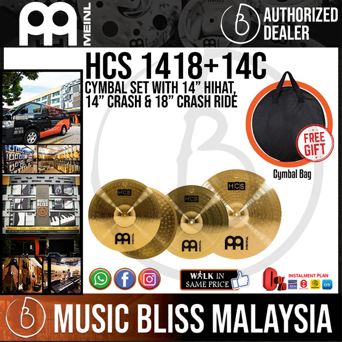 Meinl HCS1418+14C 3-piece Cymbal Pack and FREE 14" Crash Free Cymbal Bag - Music Bliss Malaysia