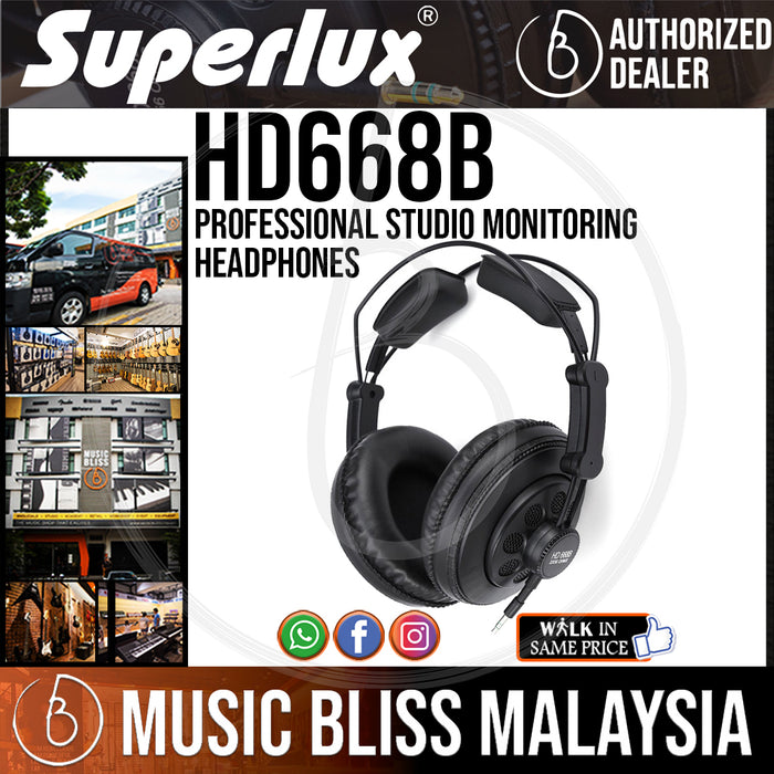 Superlux HD-668B Professional Studio Monitoring Headphones (HD668B) *Crazy Sales Promotion* - Music Bliss Malaysia