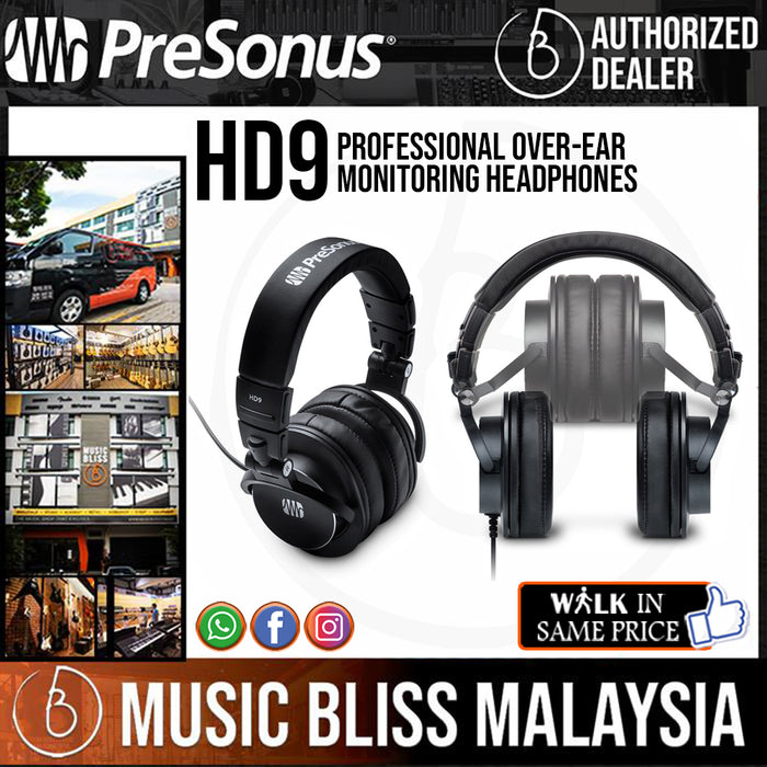 PreSonus HD9 Professional Over-Ear Monitoring Headphones (HD-9) - Music Bliss Malaysia