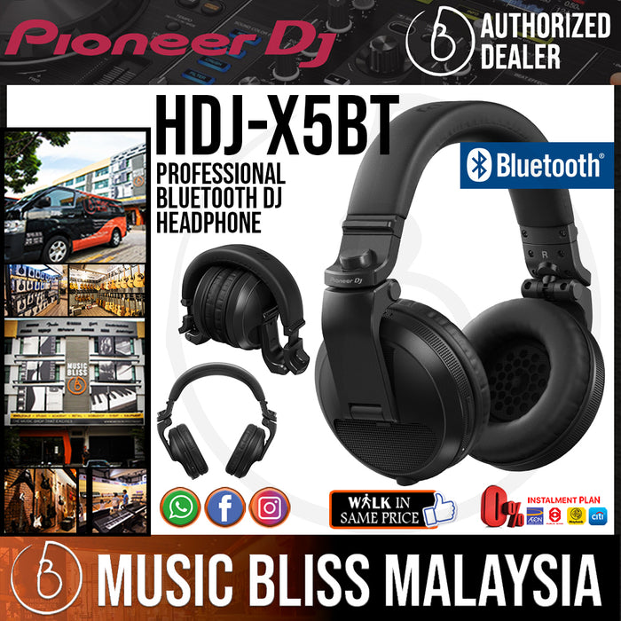 Pioneer DJ HDJ-X5BT Professional Bluetooth DJ Headphones - Black (HDJ X5BT) *Everyday Low Prices Promotion* - Music Bliss Malaysia