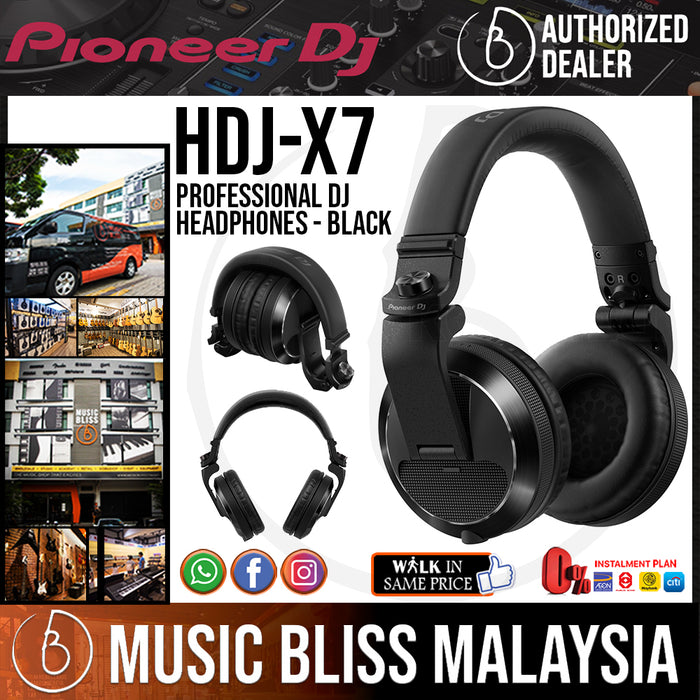 Pioneer DJ HDJ-X7 Professional DJ Headphones - Black (HDJ X7) *Everyday Low Prices Promotion* - Music Bliss Malaysia