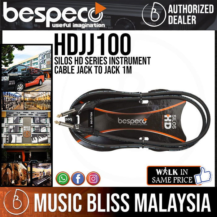 Bespeco HDJJ100 Silos HD Series Instrument Cable Jack to Jack 1M - Music Bliss Malaysia