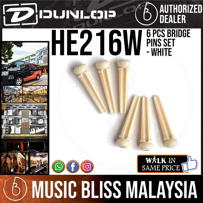 Jim Dunlop HE216W Herco Bridge Pins - White - Music Bliss Malaysia