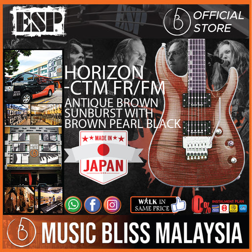 ESP Horizon-CTM FR/FM - Antique Brown Sunburst with Brown Pearl Black (HORIZONCTMFRFM) - Music Bliss Malaysia