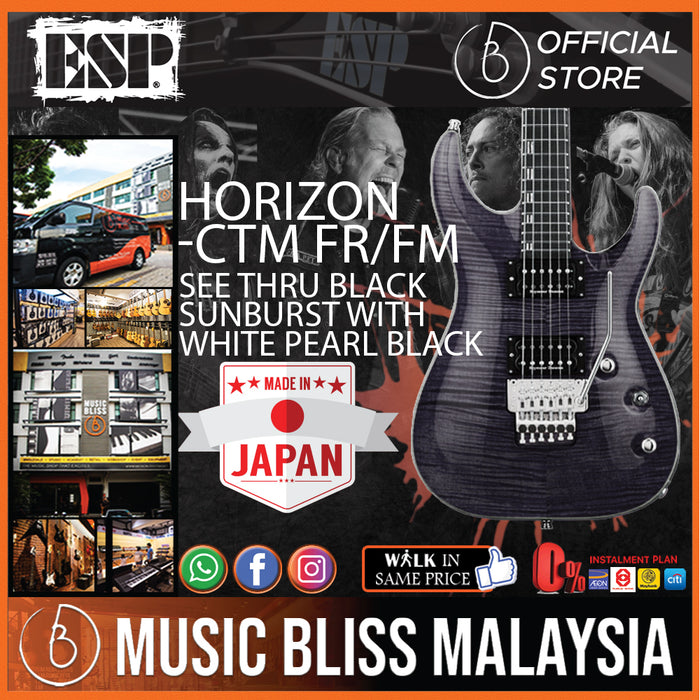 ESP Horizon-CTM FR/FM - See Thru Black Sunburst with White Pearl Black (HORIZONCTMFRFM) - Music Bliss Malaysia