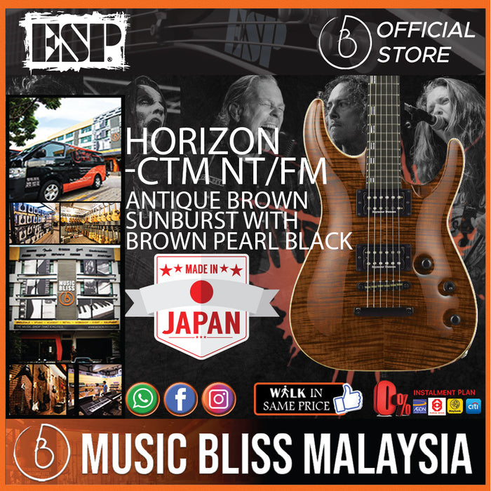 ESP Horizon-CTM NT/FM - Antique Brown Sunburst with Brown Pearl Black (HORIZONCTMNTFM) - Music Bliss Malaysia