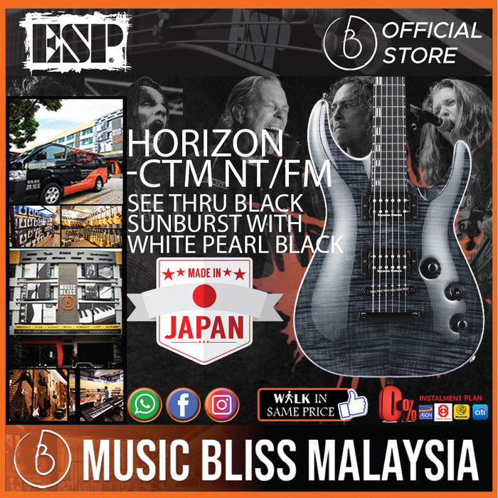 ESP Horizon-CTM NT/FM - See Thru Black Sunburst with White Pearl Black (HORIZONCTMNTFM) - Music Bliss Malaysia