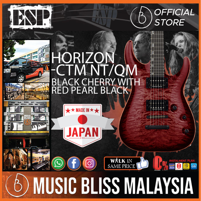 ESP Horizon-CTM NT/QM - Black Cherry with Red Pearl Black (HORIZONCTMNTQM) - Music Bliss Malaysia