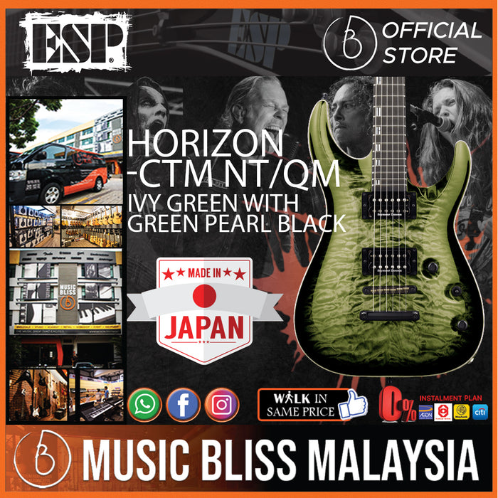 ESP Horizon-CTM NT/QM - Ivy Green with Green Pearl Black (HORIZONCTMNTQM) - Music Bliss Malaysia