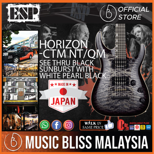 ESP Horizon-CTM NT/QM - See Thru Black Sunburst with White Pearl Black (HORIZONCTMNTQM) - Music Bliss Malaysia
