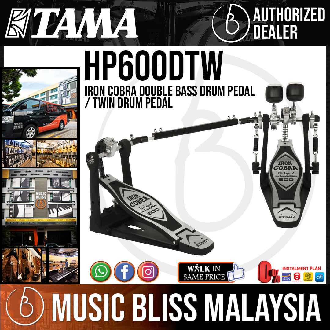 iron cobra double pedal 600 Tama Iron Cobra 600 HP600DTW Double Pedal with Case (Silver)