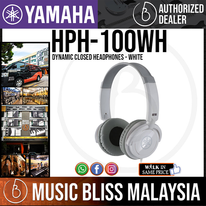 Yamaha HPH-100 Dynamic Closed Headphones - White (HPH100) *Crazy Sales Promotion* - Music Bliss Malaysia
