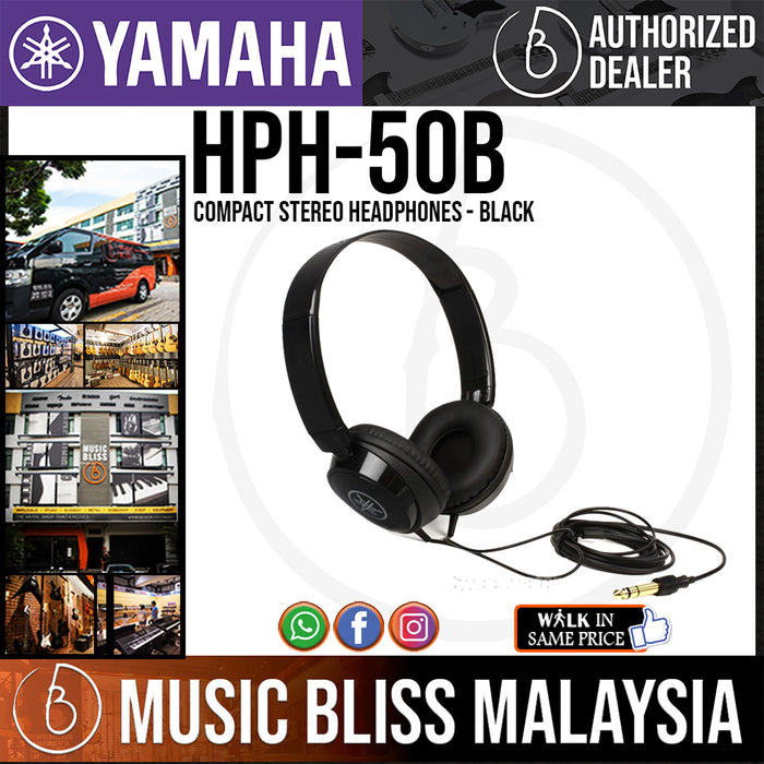 Yamaha HPH-50 Compact Stereo Headphones - Black (HPH50) - Music Bliss Malaysia