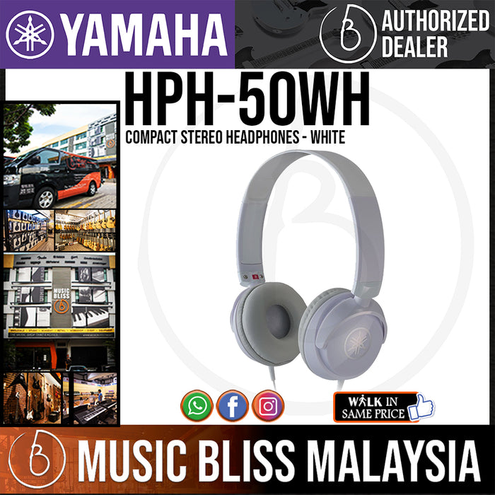 Yamaha HPH-50 Compact Stereo Headphones - White (HPH50) - Music Bliss Malaysia