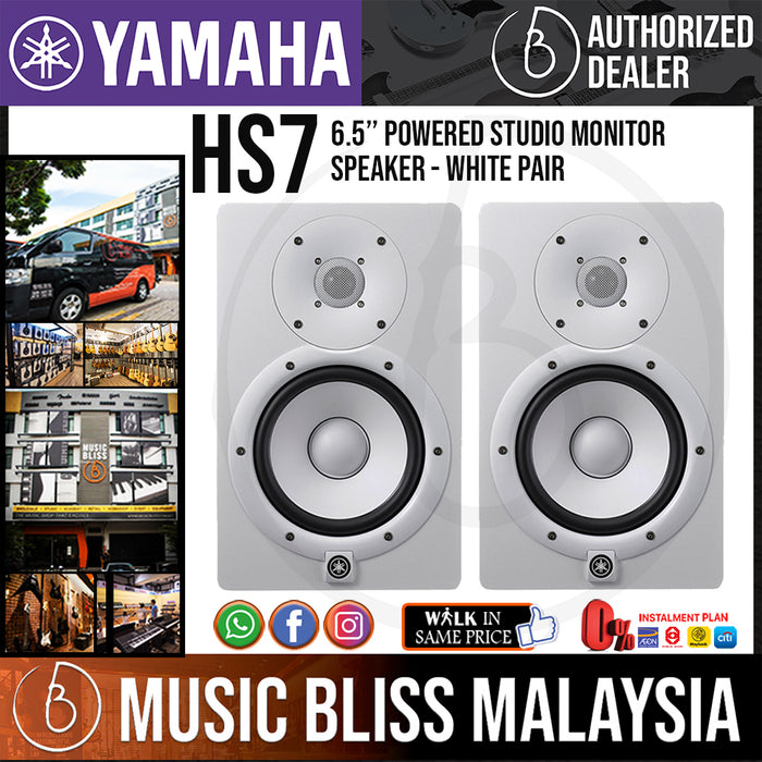 Yamaha HS7 6.5 inch Powered Studio Monitor - White (Pair) (HS-7) - Music Bliss Malaysia