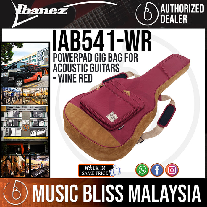 Ibanez IAB541 POWERPAD Gig Bag for Acoustic Guitars (IAB-541) (Wine Red) - Music Bliss Malaysia