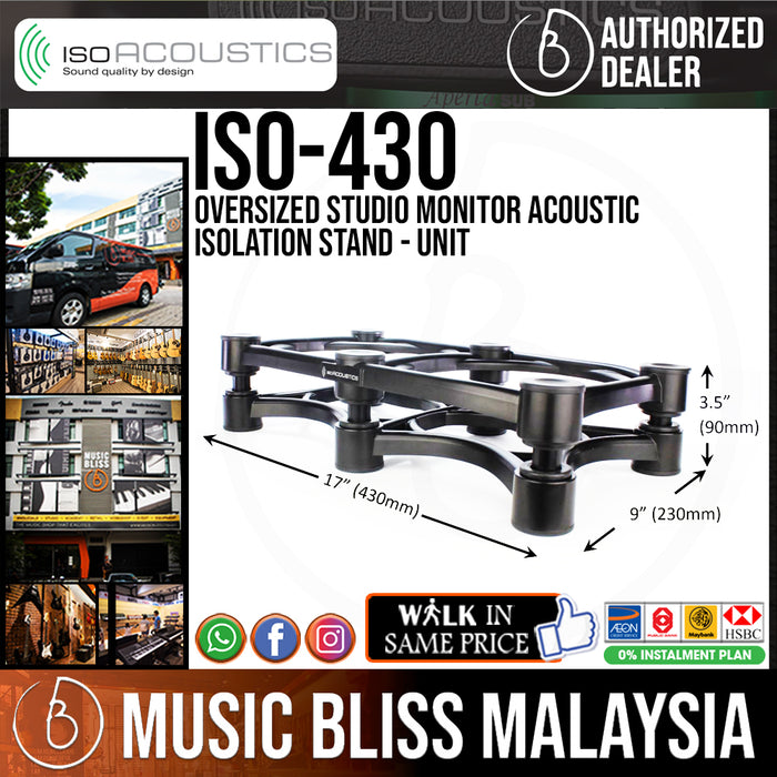 IsoAcoustics ISO-430 Oversized Studio Monitor Acoustic Isolation Stand - Unit - Music Bliss Malaysia