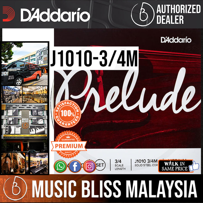 D'Addario J1010-3/4M Prelude Cello, Medium Tension, Full Set (J1010 3/4) - Music Bliss Malaysia