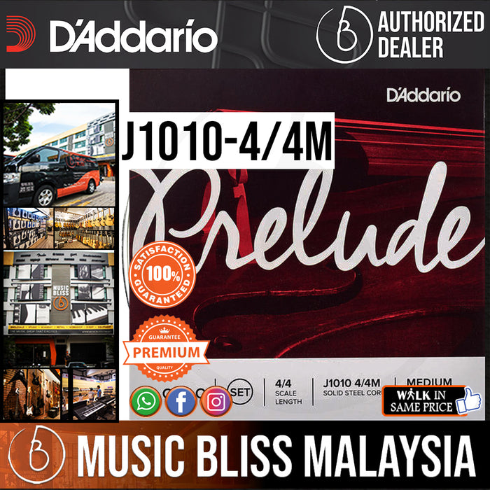 D'Addario J1010-4/4M Prelude Cello String Set, 4/4 Scale, Medium Tension (J1010 4/4M) - Music Bliss Malaysia
