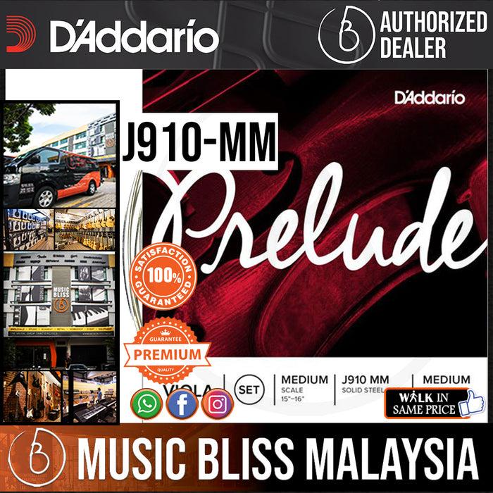 D'Addario J910-MM Prelude Viola String Set, Medium Scale, Medium Tension (J910 MM) - Music Bliss Malaysia