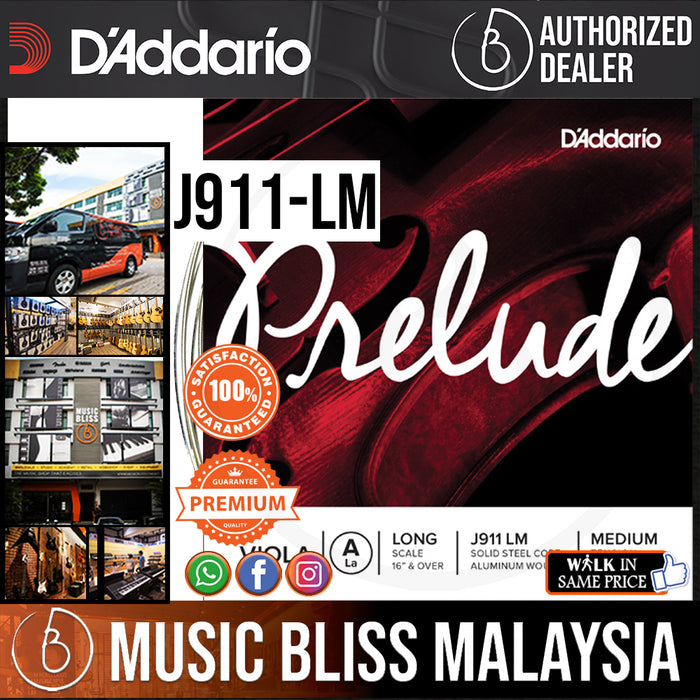 D'Addario J911 LM Prelude Viola Single A String, Long Scale, Medium Tension - Music Bliss Malaysia