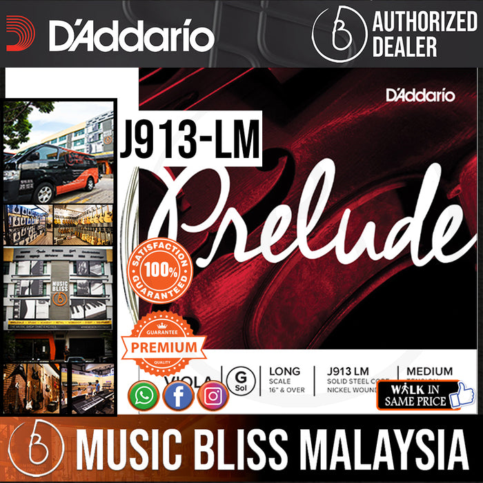 D'Addario J913 LM Prelude Viola Single G String - Long Scale, Medium Tension - Music Bliss Malaysia