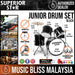 Superiorstar 5-piece Junior Drum Set with 16'' Bass Drum - Black *Include 3-pcs Cymbal Set , Drumsticks and Throne* [RMCO Promotion] - Music Bliss Malaysia