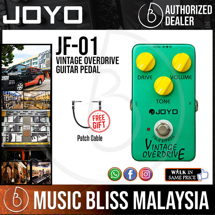 Joyo JF-01 Vintage Overdrive Effects Pedal with Free Patch Cable (JF01) - Music Bliss Malaysia