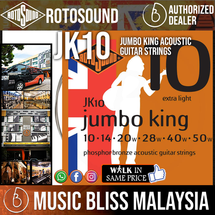 Rotosound JK10 Jumbo King Acoustic Guitar Strings (10-50) - Music Bliss Malaysia