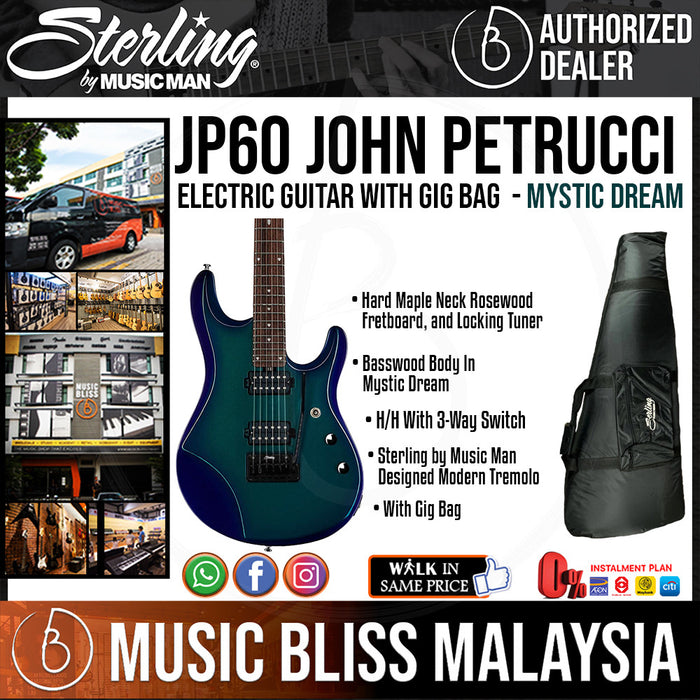 Sterling JP60 John Petrucci Electric Guitar with Gig Bag - Mystic Dream (JP-60 / JP 60) - Music Bliss Malaysia