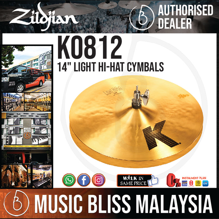 Zildjian 14" K Zildjian Light Hi-Hat Cymbals - Pair (K0812) - Music Bliss Malaysia