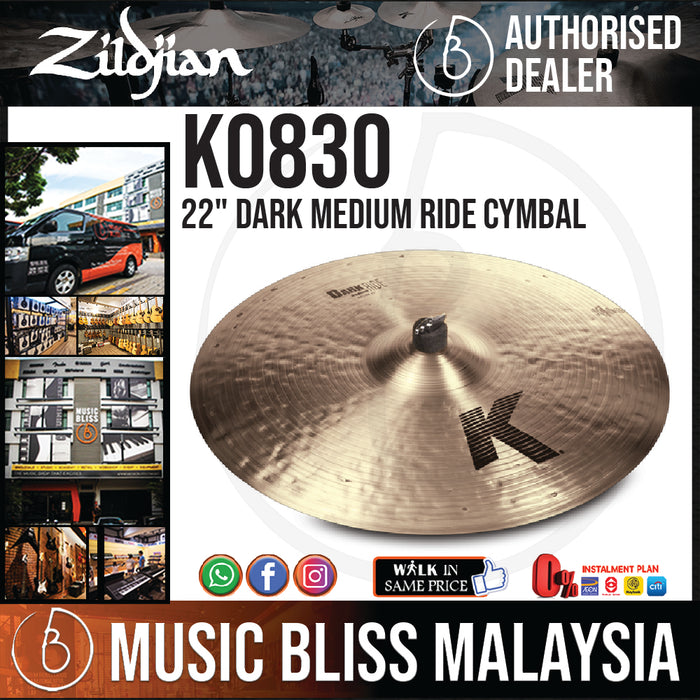 Zildjian 22" K Zildjian Dark Medium Ride Cymbal (K0830) - Music Bliss Malaysia