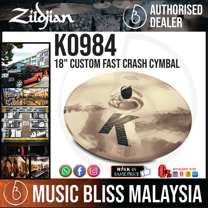Zildjian 18" K Custom Fast Crash Cymbal (K0984) - Music Bliss Malaysia