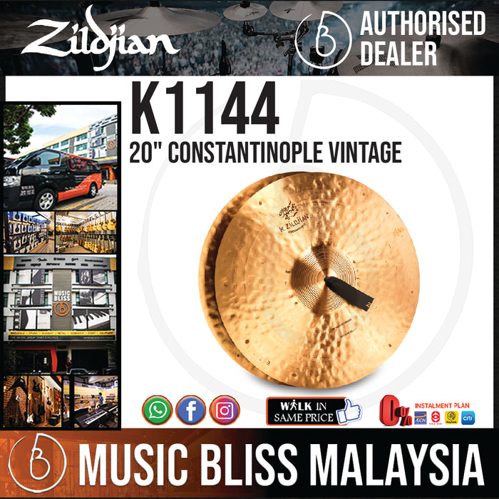 Zildjian 20" K Constantinople Vintage Orchestral Medium Heavy Crash Cymbals - Pair (K1144) - Music Bliss Malaysia