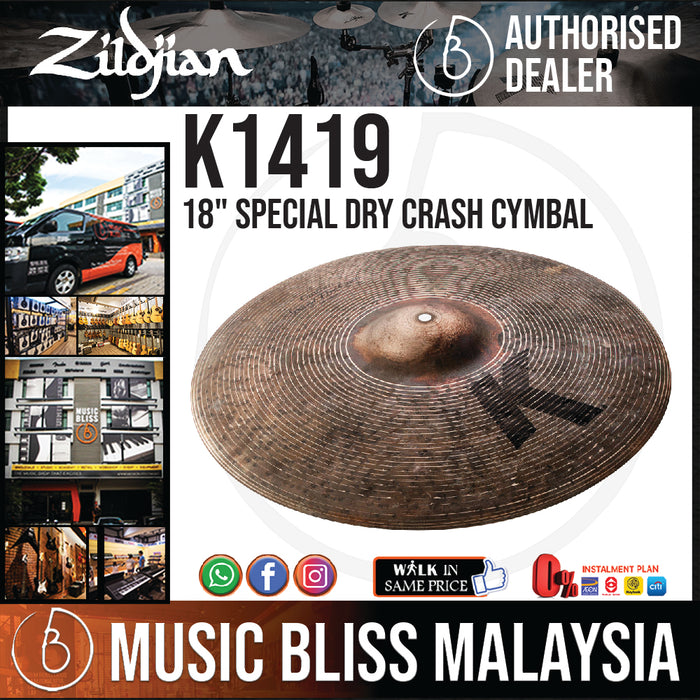 Zildjian 18" K Custom Special Dry Crash Cymbal (K1419) - Music Bliss Malaysia