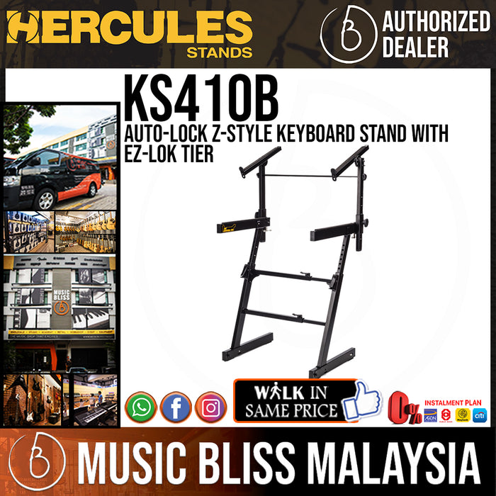 Hercules KS410B Auto-Lock Z-Style Keyboard Stand with EZ-Lok Tier - Music Bliss Malaysia