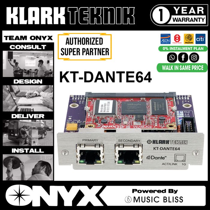 Klark Teknik KT-DANTE64 Audinate Dante Network Module (KTDANTE64 / KT DANTE64) - Music Bliss Malaysia