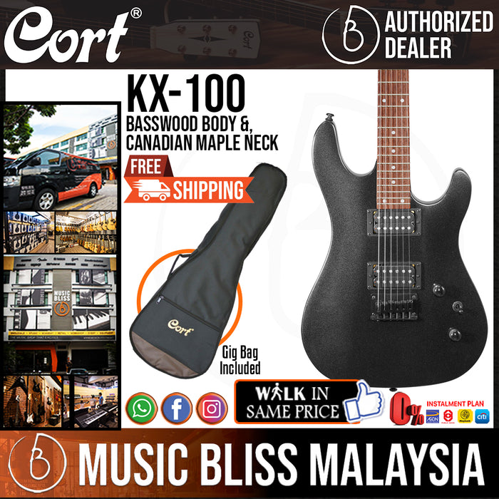Cort KX100 Electric Guitar with Bag - Black Metallic (KX-100 KX 100) - Music Bliss Malaysia