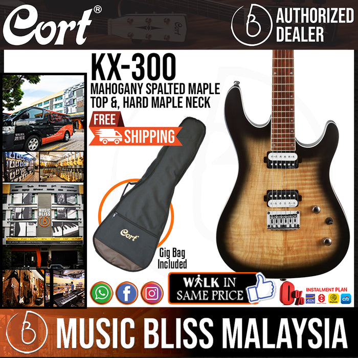 Cort KX300 Electric Guitar with Bag - Open Pore Raw Burst (KX-300 KX 300) - Music Bliss Malaysia