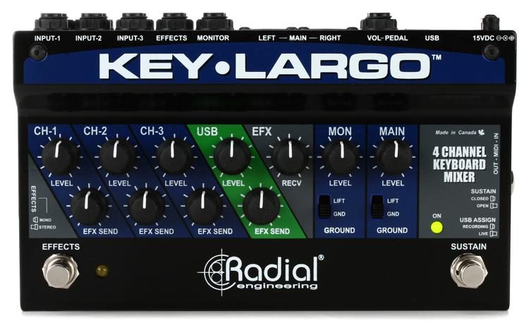 Radial Engineering Key-Largo Keyboard Mixer with Balanced DI Outs (Key Largo) *RMCO Promotion* - Music Bliss Malaysia