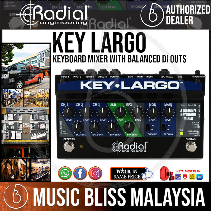 Radial Engineering Key-Largo Keyboard Mixer with Balanced DI Outs (Key Largo) *RMCO Promotion* - Music Bliss Malaysia