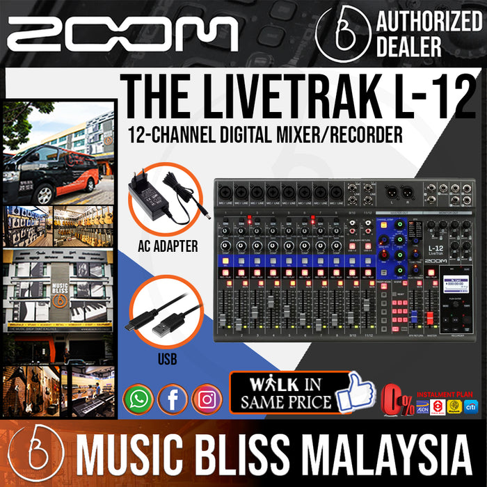 Zoom L-12 LiveTrak Digital Mixer with 0% Instalment (L12) - Music Bliss Malaysia
